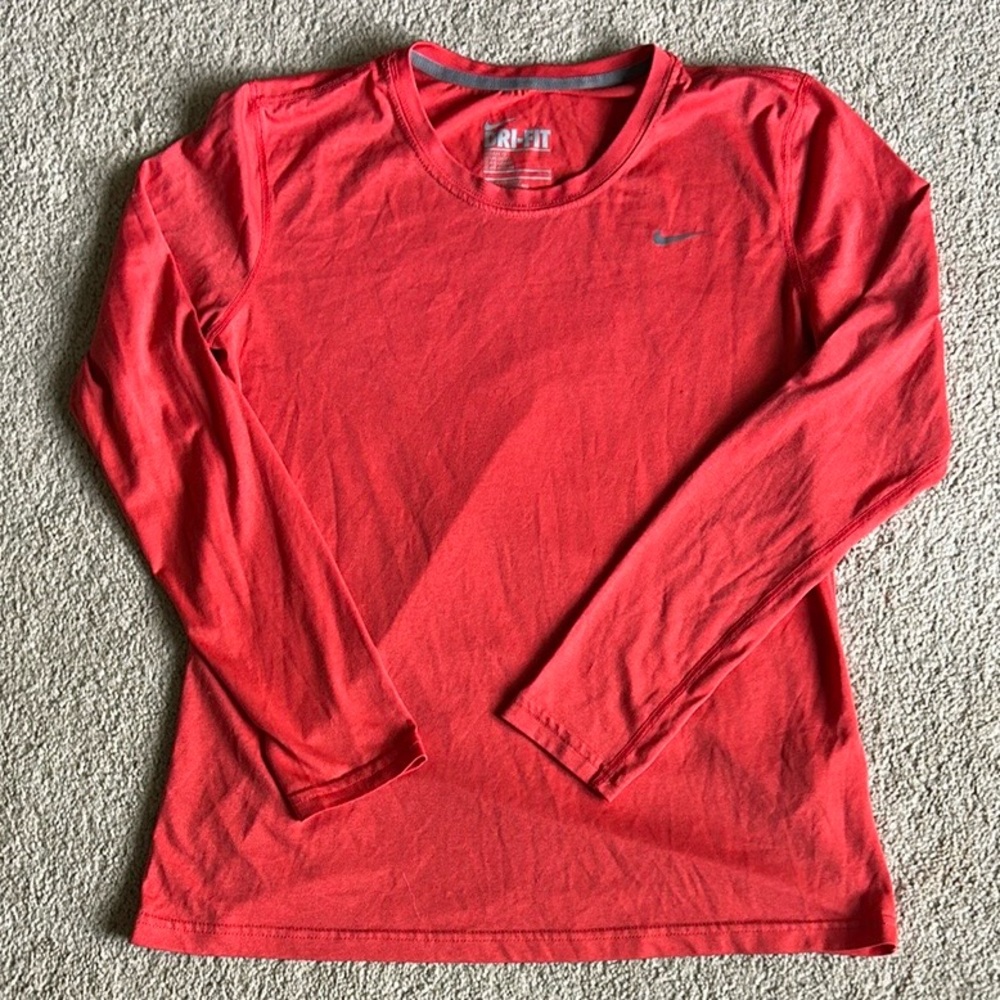 Nike Coral Dri-Fit Fitted Long Sleeve T-Shirt